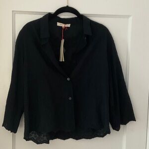 Solitaire Black Button Down Women's Top